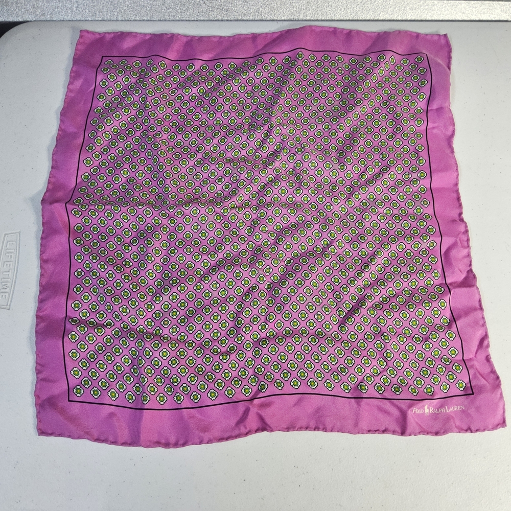 Polo by Ralph Lauren Pink and Green Pocket Square Hankerchei